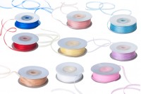 Sheer ribbon, 3mm wide in different colors - Each roll is 50 meters long.