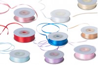 Satin ribbon for decoration, 3 mm wide in different colors - Each roll is 50 meters long. 