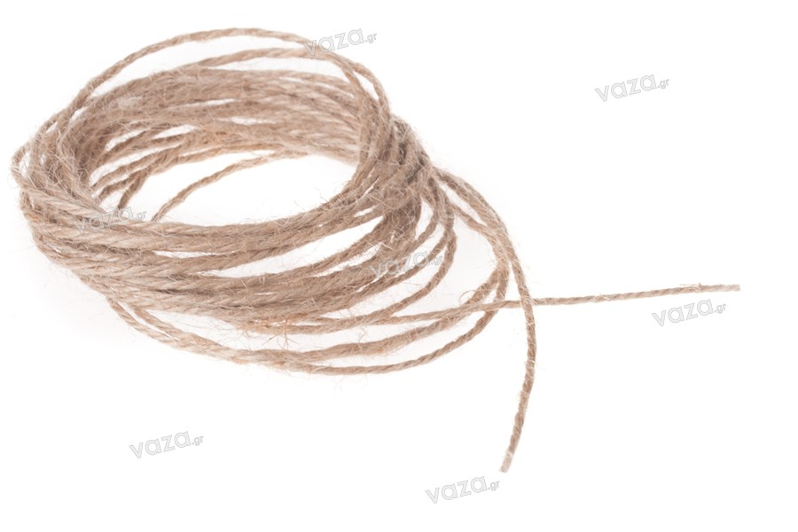 Twisted jute rope for decoration use, 2 mm  - One piece is 100 m long. 