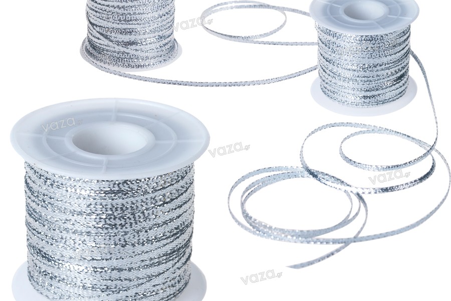 Șnurul decorarea cu fir metalic 3 mm aur lățime / argint (fiecare 100 m)