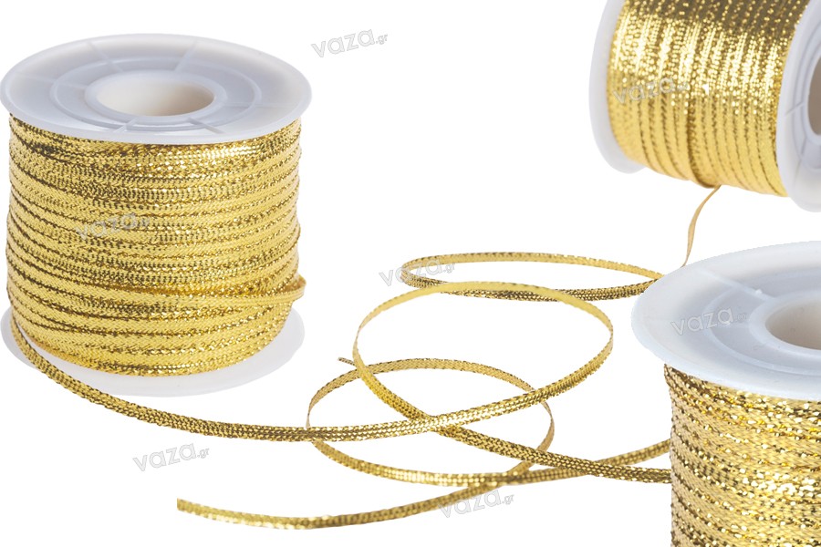 Șnurul decorarea cu fir metalic 3 mm aur lățime / argint (fiecare 100 m)