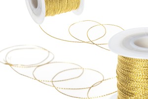 Cordon de décoration avec fil métallique de 1 mm de largeur doré / argenté (100 m par pièce)-2