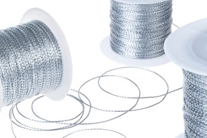 Cordon de décoration avec fil métallique de 1 mm de largeur doré / argenté (100 m par pièce)-3