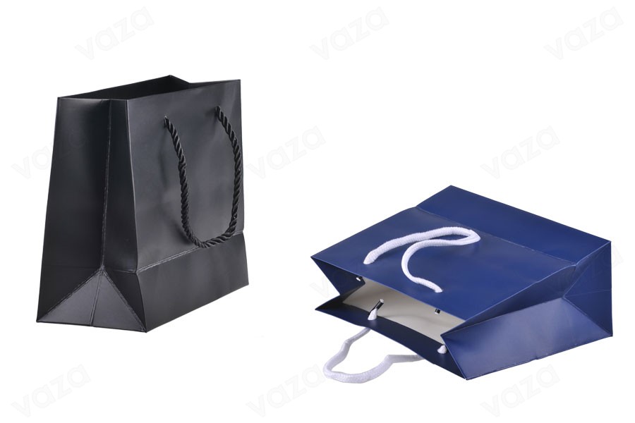 Sac cadeau en papier avec poignée ronde en coton en 2 couleurs - 220 x 95 x 180-