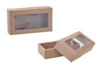 Boîte en papier kraft avec fenêtre 240x130x60 mm - pack de 20 pièces