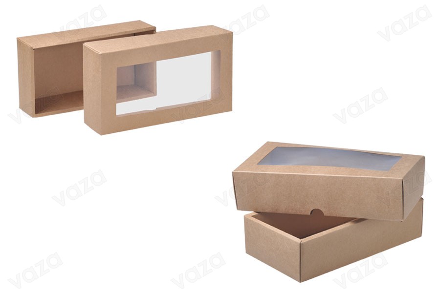 Schachtel aus Kraftpapier mit Sichtfenster 240x130x60mm - 12 Stücke Schachtel aus Kraftpapier mit Sichtfenster 240x130x60mm - 12 Stücke-bildgruppe