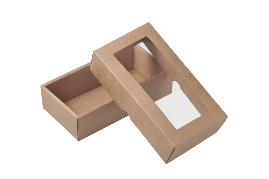 Schachtel aus Kraftpapier mit Sichtfenster 240x130x60mm - 12 Stücke Schachtel aus Kraftpapier mit Sichtfenster 240x130x60mm - 12 Stücke