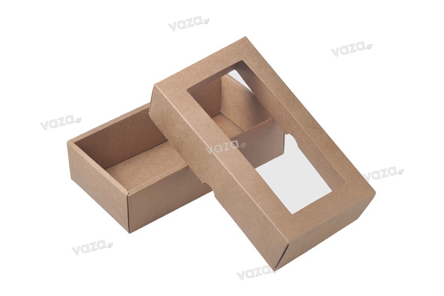 colore marrone Confezione da 15 scatole per biscotti usa e getta in cartone kraft con finestra 20,3 x 20,3 x 6,3 cm 