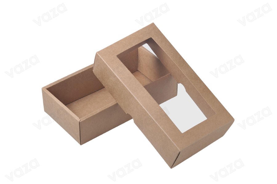 Schachtel aus Kraftpapier mit Sichtfenster 240x130x60mm - 12 Stücke Schachtel aus Kraftpapier mit Sichtfenster 240x130x60mm - 12 Stücke-bildgruppe