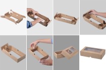Schachtel aus Kraftpapier mit Sichtfenster 240x130x60mm - 12 Stücke Schachtel aus Kraftpapier mit Sichtfenster 240x130x60mm - 12 Stücke