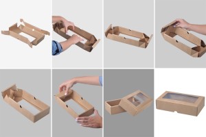 Boîte d'emballage en papier kraft avec fenêtre 240 x 130 x 60 mm - 12 pcs-5