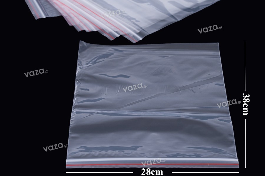 Σακουλάκια διαφανή με κλείσιμο zip 28x38 cm - 100 τμχ