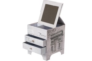 Boîte à bijoux avec miroir et tiroirs qui s'ouvrent par le haut avec motif de la Tour Eiffel-εικόνα_σύνθεση