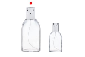 Glasflasche 100 ml mit Aluminium Zerstäuber und Deckel-bildgruppe