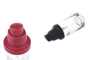 Flacon en verre pour crème de 30 ml avec pompe noire ou rouge et couvercle en plastique transparent-3