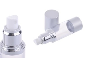 Airless Spender für flüssige Mischungen 30 ml aus Kunststoff, transparent mit Alu- Deckel und Boden in silber matt-εικόνα_προϊοντική