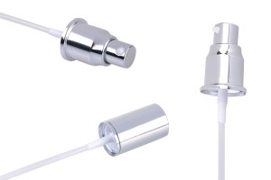 Aluminum pump for PP20 cream silver glossy full lid-2