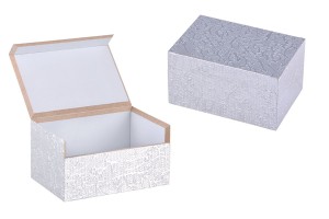 Petite boîte en bois multi-usages 75x50x40 argentée-1