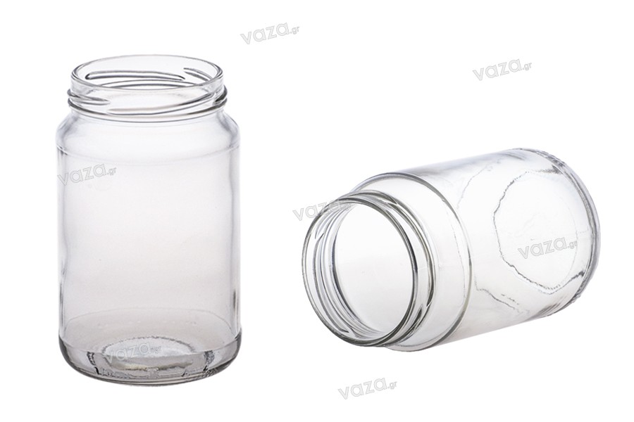 A standard 370 ml cylindrical glass jar to contain 500 gr of honey - 22 pcs