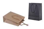 Eco kraft paper gift bag, also in black with cotton rope handle in size 150x75x200