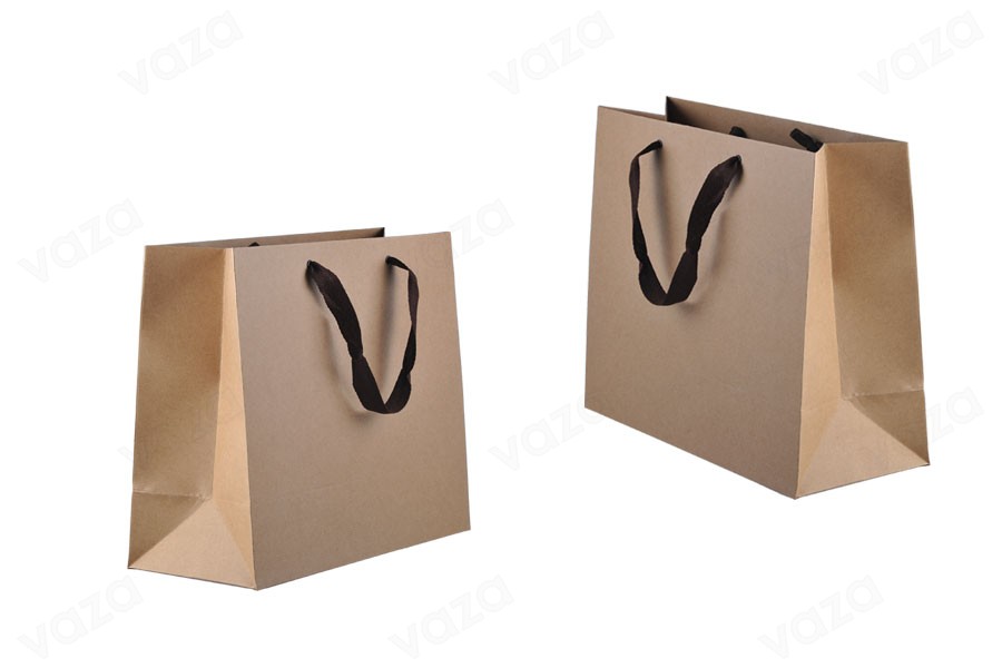 Sac cadeau en papier kraft écologique avec poignée marron - 330 x 140 x 280 Sac cadeau en papier kraft écologique avec poignée marron - 330 x 140 x 280-photo_produit