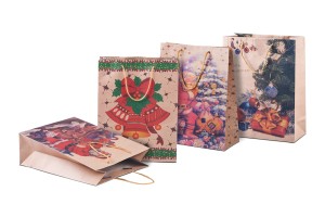 Weihnachtliche Geschenktüte mit Schnur 190x80x240 in 4 verschiedenen Designs-1