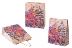 Christmas gift bag with rope handle in size 190x80x240. Available in 4 designs