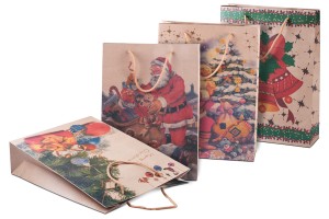 Sac cadeau de Noël avec cordon 240 x 80 x 330 en 4 motifs-1