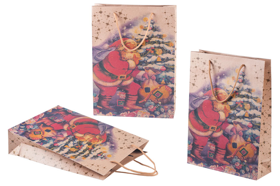 Weihnachtliche Geschenktüte mit Schnur 240x80x330 in verschiedenen Designs Weihnachtliche Geschenktüte mit Schnur 240x80x330 in verschiedenen Designs