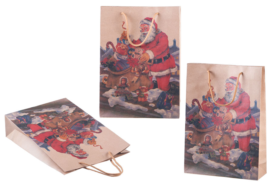 Weihnachtliche Geschenktüte mit Schnur 240x80x330 in verschiedenen Designs Weihnachtliche Geschenktüte mit Schnur 240x80x330 in verschiedenen Designs