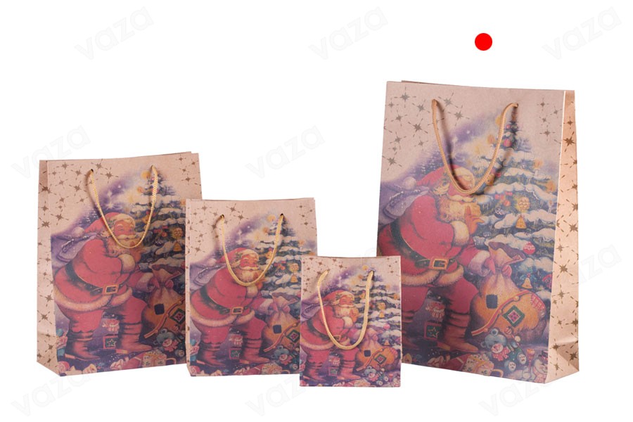 Sac cadeau de Noël avec cordon 240 x 80 x 330 en 4 motifs-photo_groupe