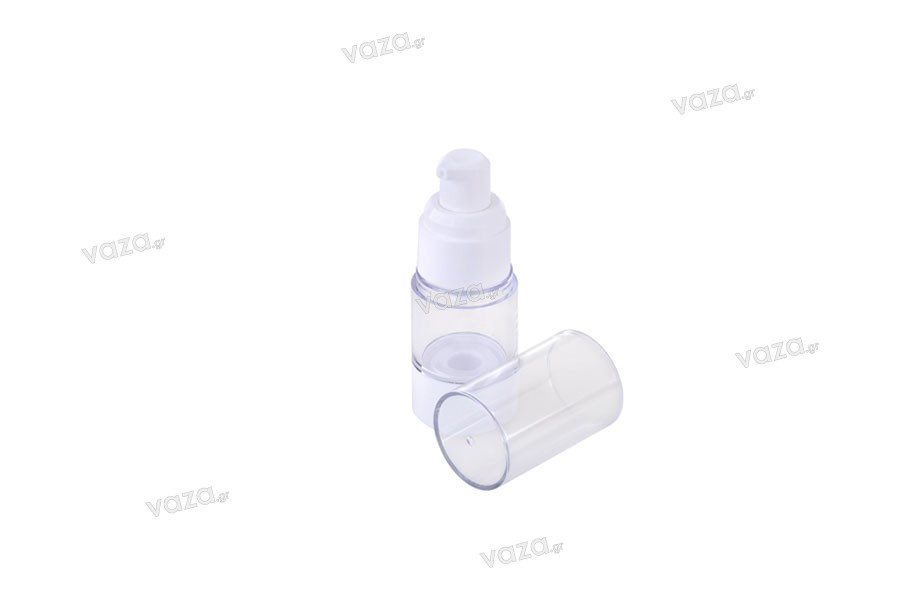 Airless plastic bottle for transparent cream 15 ml