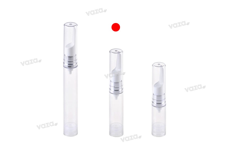 Airless Spender für Serum 10 ml, transparent mit Deckel- 2 Farben 