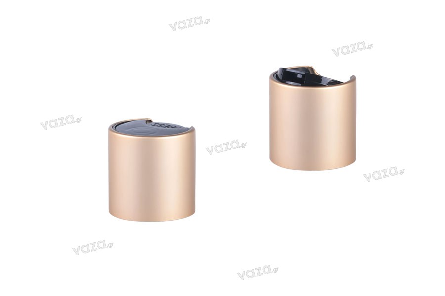 Disk top PP28 plastic cap with aluminum coating in copper matte and black color