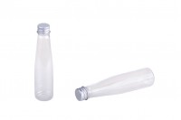 Bouteille en plastique transparente de 85 ml avec bouchon en aluminium et joint (liner)