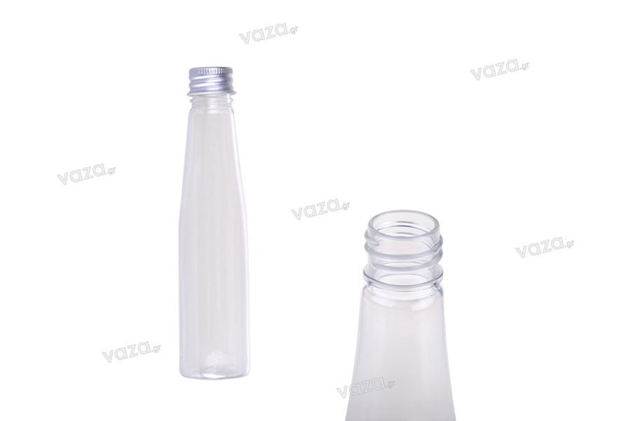 85 ml plastic bottle with silver aluminum lid and inner liner