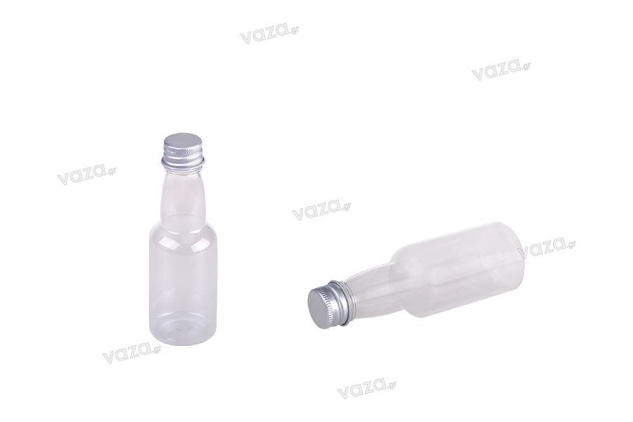 70 ml con coperchio in alluminio argento e fodera interna delle bottiglie di plastica trasparente