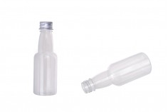 Μπουκαλάκι πλαστικό διάφανο 70 ml με ασημί αλουμινένιο καπάκι και εσωτερικό liner