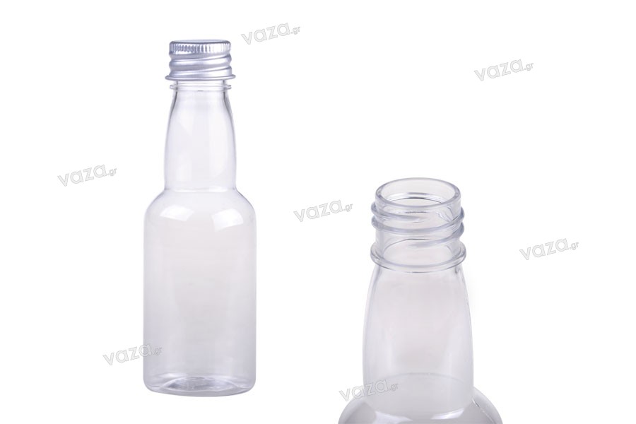 Contemporary hobby Fancy Sticluță de plastic, transparentă 70 ml, cu capac argintiu și interior  liner | Lichior
