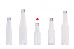 Μπουκαλάκι πλαστικό διάφανο 70 ml με ασημί αλουμινένιο καπάκι και εσωτερικό liner