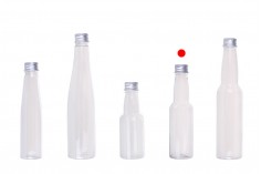 Plastic 100 ml clear bottle with silver aluminum lid and inner liner