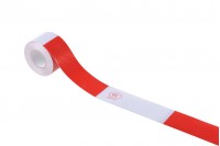 Ruban de marquage au sol PVC en blanc et rouge, largeur 50 mm – rouleau de 10 m