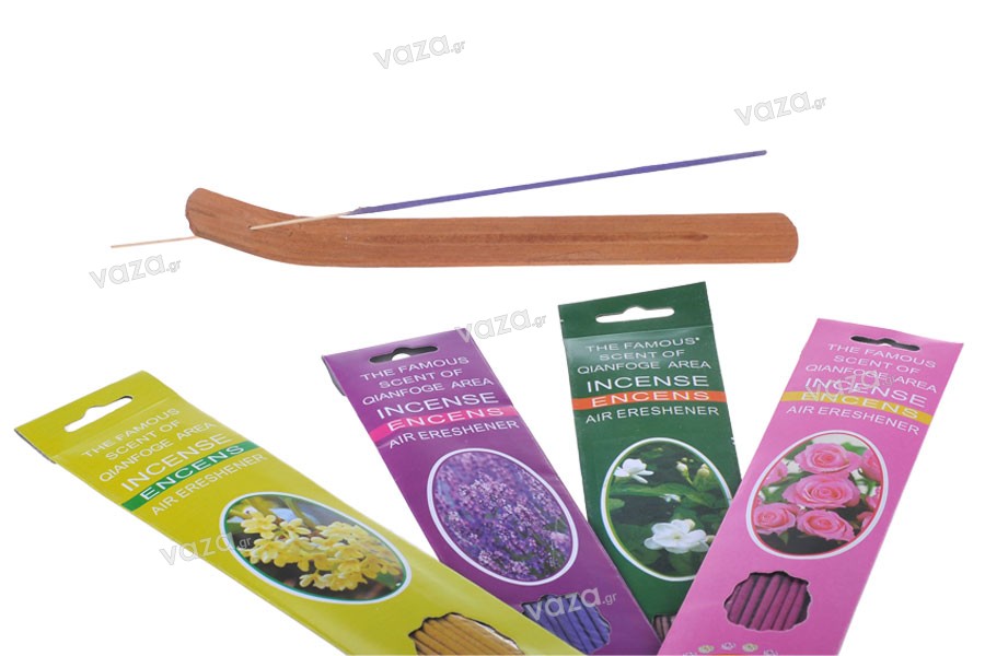 Σετ bamboo sticks σε 4 φυσικά αρώματα φυτών ή φρούτων και ξύλινη βάση