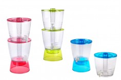 13L plastic double layer drinks dispenser with 2 taps and integrated ice tube in 3 colors