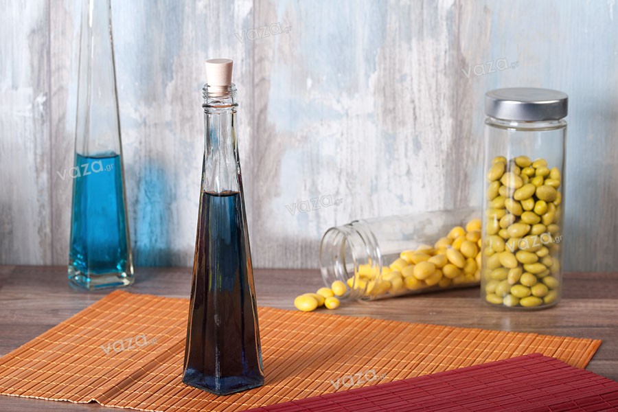 120ml pyramid glass bottle for olive oil, vinegar or spirits also suitable for decoration in size 48x235 