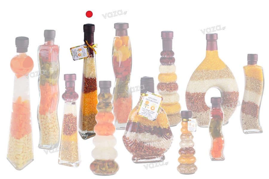 Μπουκάλι με διάφορους καρπούς γυάλινο για διακόσμηση της κουζίνας - 180 ml