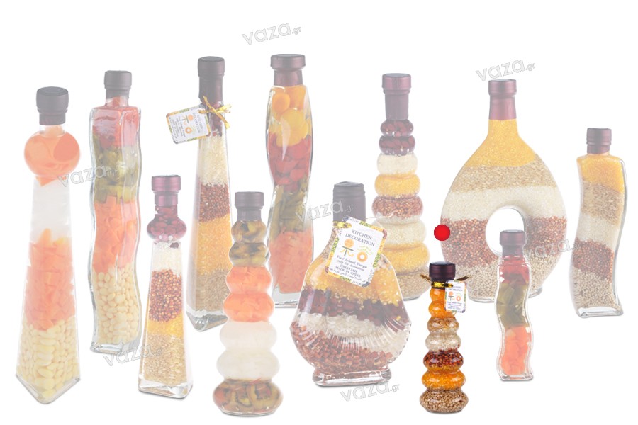 Μπουκάλι με διάφορους καρπούς γυάλινο για διακόσμηση της κουζίνας - 100  ml