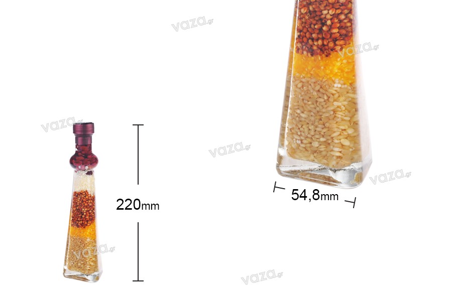 Bottiglia di vetro con vari frutti per decorare la cucina - 120 ml.
