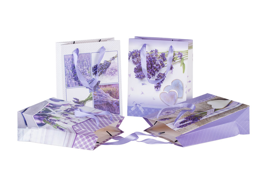 Geschenktasche laminiert 180x80x230 -4 Mustern Lavendel Geschenktasche laminiert 180x80x230 -4 Mustern Lavendel
