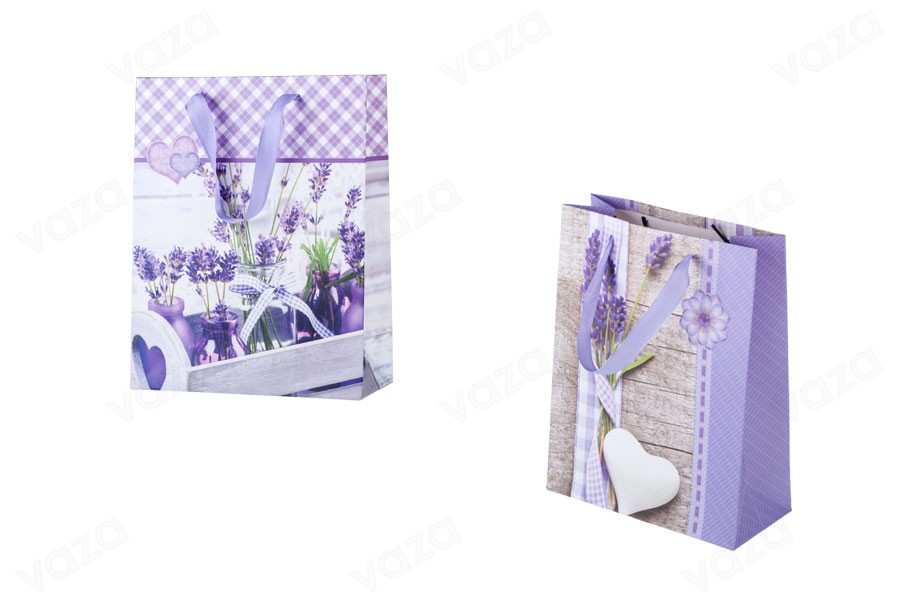 Sac cadeau en papier plastifié 180 x 80 x 230 - 4 motifs lavande Sac cadeau en papier plastifié 180 x 80 x 230 - 4 motifs lavande-photo_dimensions